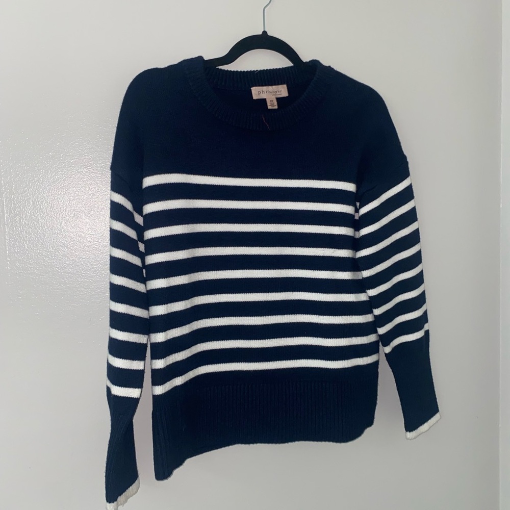 Philosophy Navy and White Striped Sweater